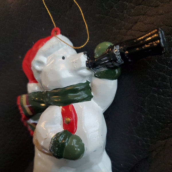 1999 Coca Cola Polar Bear Drinking Coke Coca Cola Plastic Ornament 3 Inches