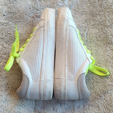 STEVEN Steve Madden Rezza White Neon Green Star Lace Up Sneakers Shoes Size 6.5