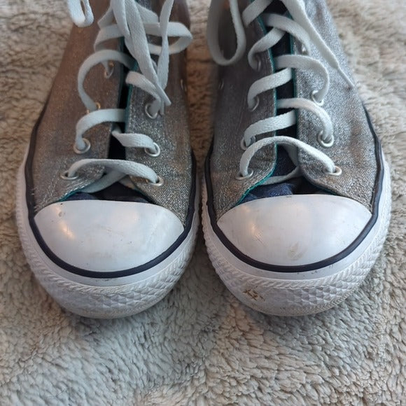 Converse CHUCK TAYLOR ALL STAR HIGH TOP Silver Sparkle Sneakers Women’s Size 6