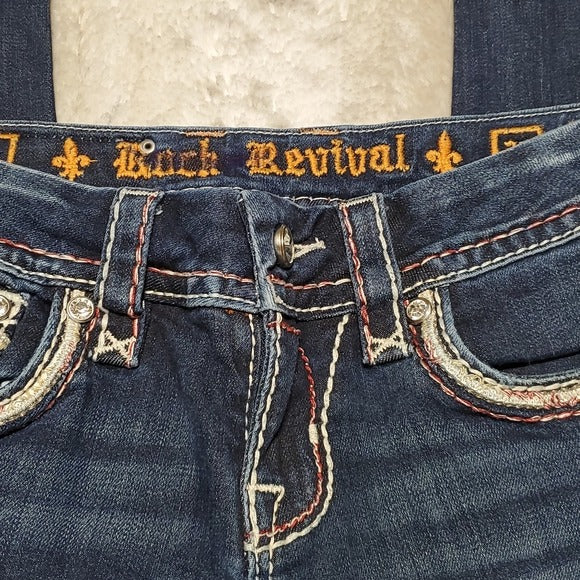 Rock Revival Lower Rise Darker Wash Lux Skinny Blue Jeans Size 26