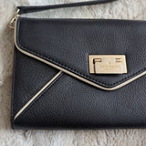 Kate Spade Black White Pebbled Leather Smaller Crossbody Bag Clutch Wristlet