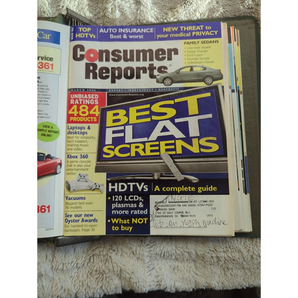 2006 CONSUMER REPORTS Magazine Monthly Jan-Dec Address Labels - In Green Binder