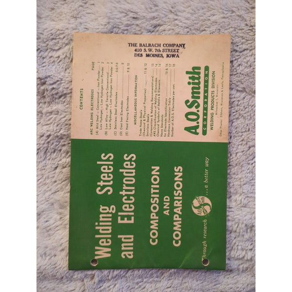 Welding Accessories 1953 (Est) Bulletin A.O. Smith Milwaukee Wisconsin Specs