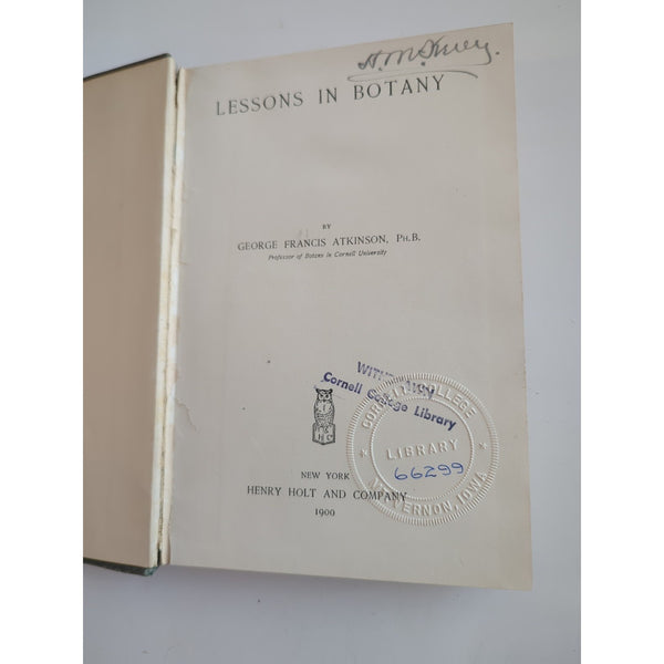 Lessons In Botany George Francis Atkinson 1900 First Edition HC Vtg Ex Library