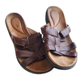 Clarks Dark Brown Leather Strapey Flat Slip On Sandals Size 10M