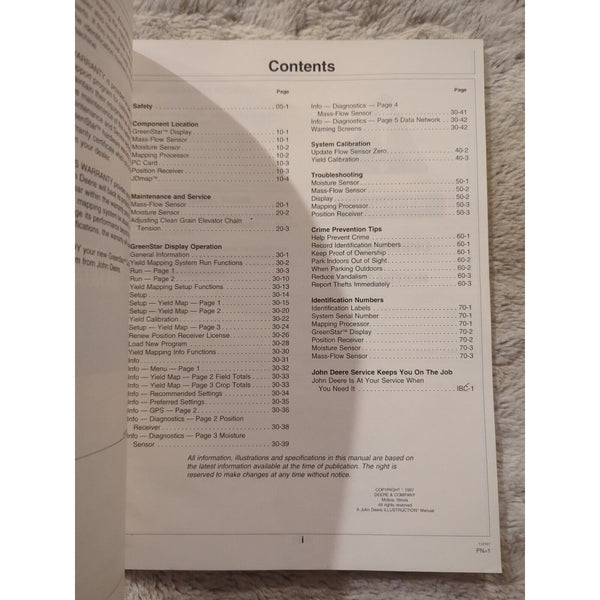 John Deere GreenStar Combine Yield Mapping System Operator's Manual OMPC20003 J7