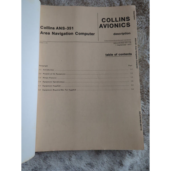 Collins Service Repair Manual Instruction Book ANS-351 Area Navigation Computer