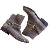 UGG Women's Kelby Low Heeled Boot Leather Bootie Mouse Grey Brown Color Size 7