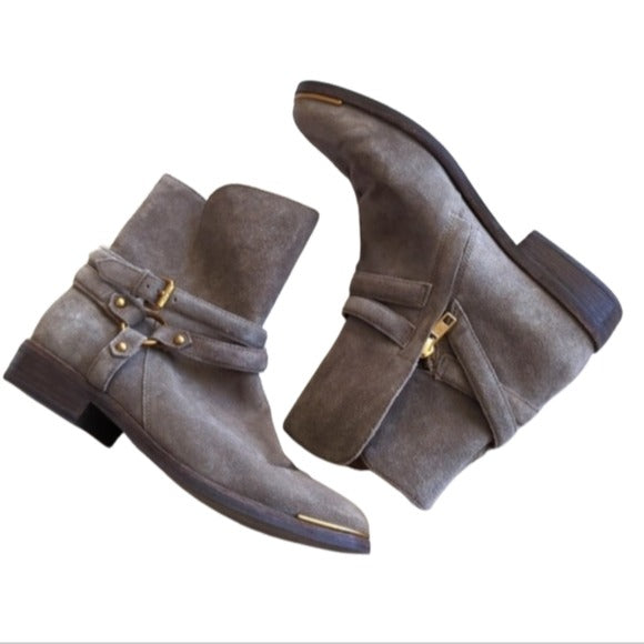 UGG Women's Kelby Low Heeled Boot Leather Bootie Mouse Grey Brown Color Size 7