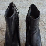 Revolve X Vince Camuto Black Leather Kimina Open Toe Heel Bootie Fringe Size 7