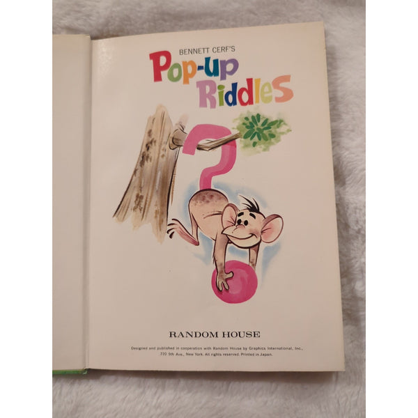 Vtg Bennett Cerf's PopUp Riddles Children's Book A Random House Book 1967 HC Vtg