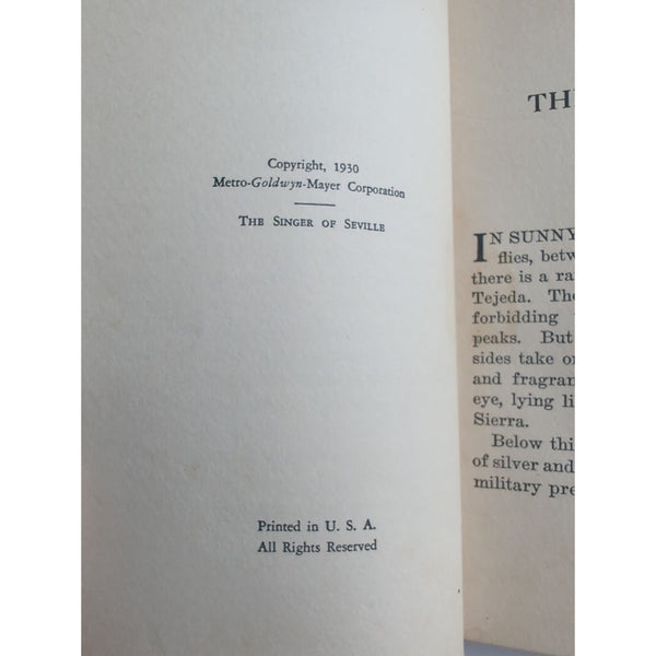 1930 Vintage Photoplay Novel The Singer of Seville Harry Sinclair Drago HC DJ