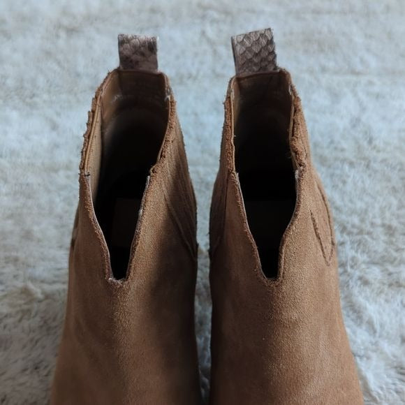 DOLCE VITA Stacie Heeled BOOTS Booties CHESTNUT SUEDE Tan Size 7 Leather