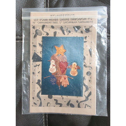 1996 KONFETTI'S Let Your Heart Shine Through Ornament STITCHERY PATTERN UNCUT