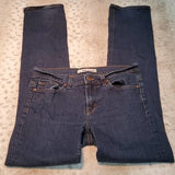 J Brand Darker Wash Mid Rise Straight Leg Long Inseam Blue Jean Size 28