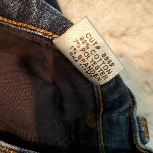 J Brand Darker Wash Mid Rise Straight Leg Long Inseam Blue Jean Size 28