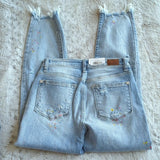 Judy Blue Distressed High Waist Paint Splatter Raw Boyfriend Blue Jeans Size 25