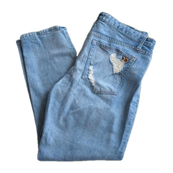 Joes Jeans Distressed Button Fly The Smith High Rise Straight Ankle Jeans Sz 32