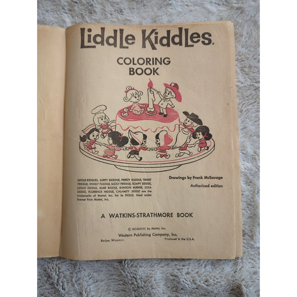 Liddle Kiddles Coloring Book VTG SC 1967 Rougher Condition Watkins Strathmore