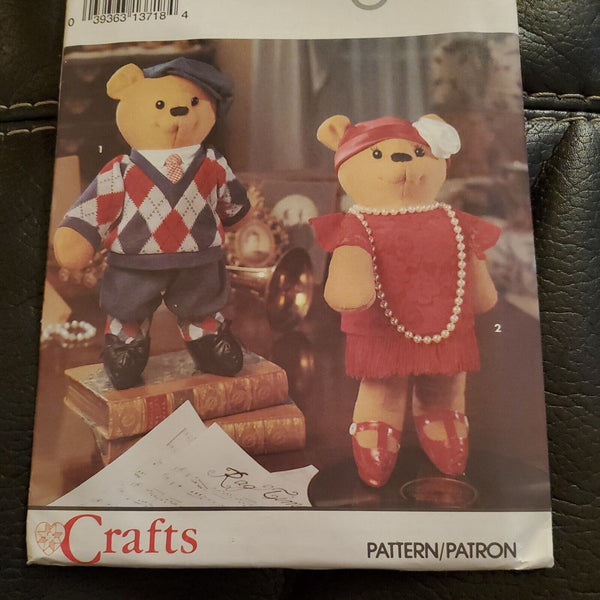 1992 Simplicity Pattern · 8265 · One Size · Craft Decorative Bears Clothes Uncut