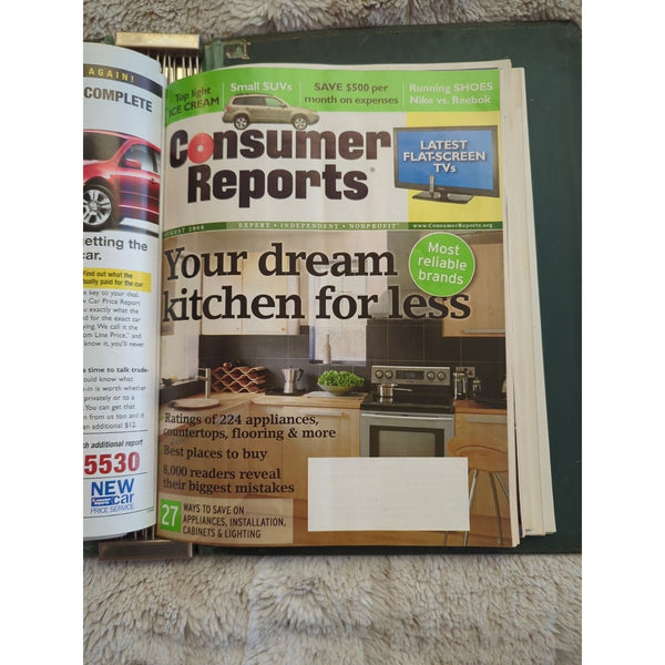 2008 CONSUMER REPORTS Magazine Monthly Jan-Dec Address Labels - In Green Binder