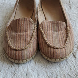 Born Women's Canvas Leather Striped Cream Espadrilles Size 8.5 M/W