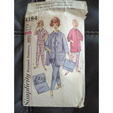 4184 Vintage Simplicity SEWING Pattern Misses Pajamas Coat Case Top Pants Cut