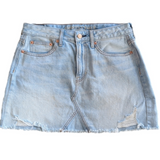 American Eagle Distressed Lighter Wash Mini Jean Skirt Size 6