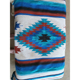 Vintage Mexican Serape Saltillo Blanket Woven Stripes Southwest Wool 40”x76”