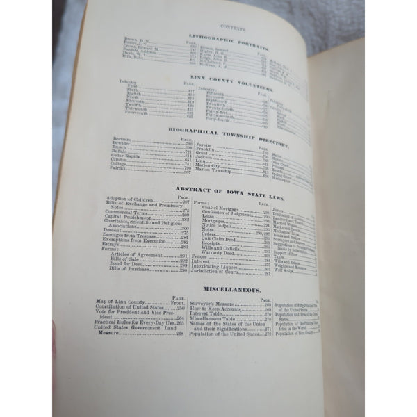 History Of Linn County Iowa 1878 IA Cedar Rapids Marion HC Rough Condition Vtg