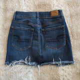 American Eagle Distressed Stretch Side Zipper Denim Blue Jean Mini Skirt Size 2