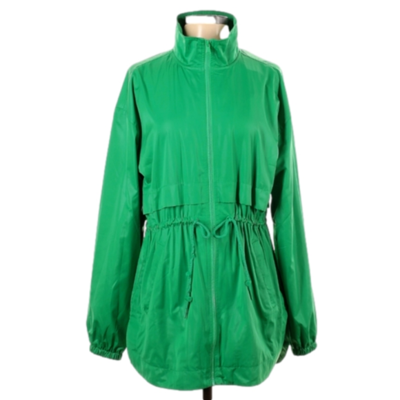 Lou & Grey Bright Green Full Zip Lightweight Windbreaker Utility Jacket Size XS