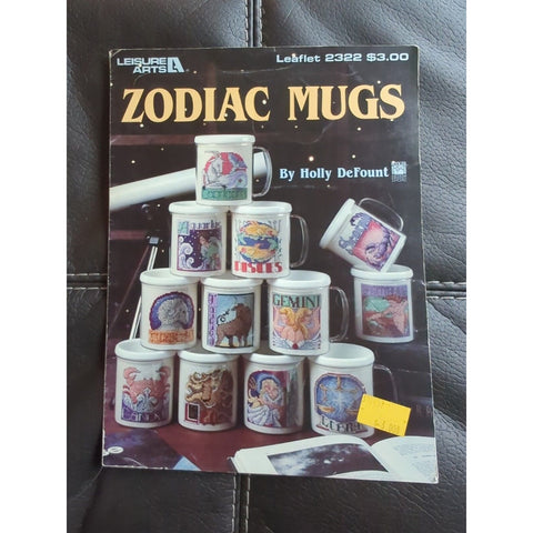 1992 Leisure Arts Leaflet 2322 ZODIAC MUGS buy Holy DeFount Cross Stitch Pattern