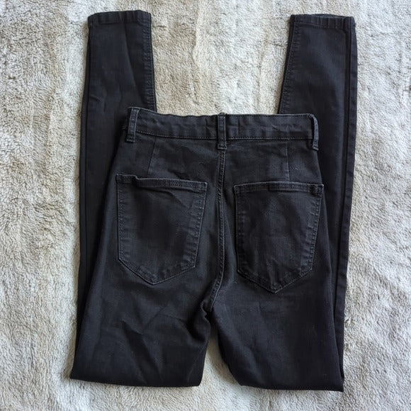 Zara Black High Rise Super Skinny Cigarette Jeans Size 2