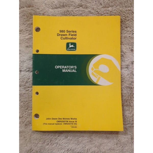 John Deere 980 Series Drawn Field Cultivator Owner Operator Manual OMN200706 I9