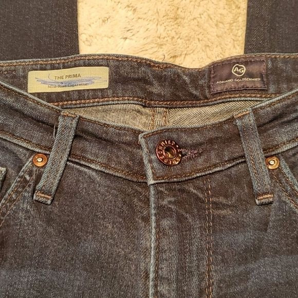 AG The Prima Mid Rise Cigarettes Dark Wash Blue Jeans Size 26