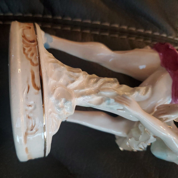 French Ballerina Figurine Bone China Lace Tutu Hand Painted Vintage Porcelain