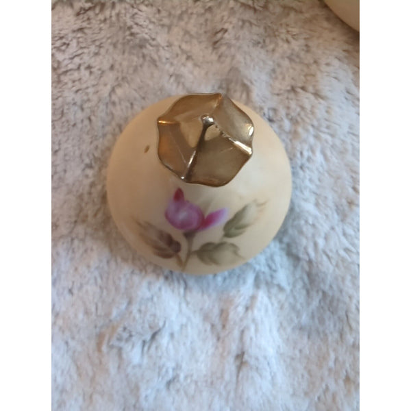 Vtg Lefton NE 1866 Coffee Pot Handpainted Pot And Lid Porcelain Roses 24k 8x8 In