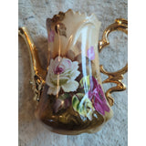 Vtg Lefton NE 1866 Coffee Pot Handpainted Pot And Lid Porcelain Roses 24k 8x8 In