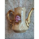 Vtg Lefton NE 1866 Coffee Pot Handpainted Pot And Lid Porcelain Roses 24k 8x8 In
