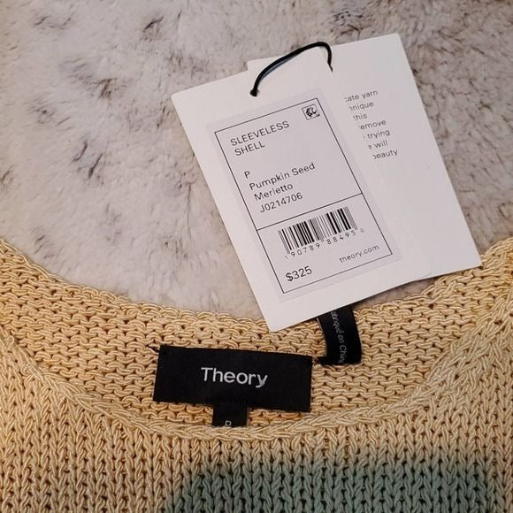 Theory Merletto Fitted Sleeveless Knit Shell Tanktop Pumpkin Seed New With Tags