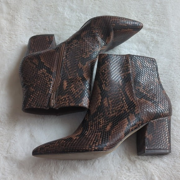 Steve Madden Missie Style Snake Print Heeled Ankle Boots Size 8.5 PU Upper