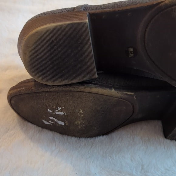 Lucky Brand Women's Size 7 M Bashina 2 Snakeskin Print Gray Leather Ankle Boots