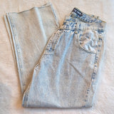 The Kript High Rise Wide leg Distressed Acid Washed Blue Jeans Size S Waist 26