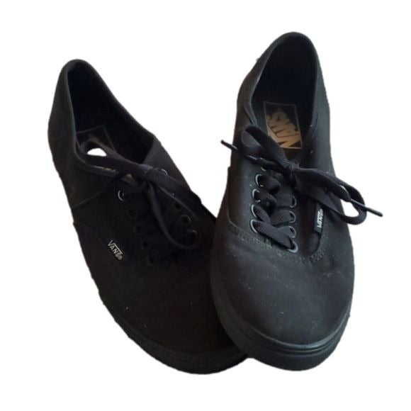 Vans Black Canvas Knit Tie Low Top Fashion Sneakers Flats Shoes Size 7.5