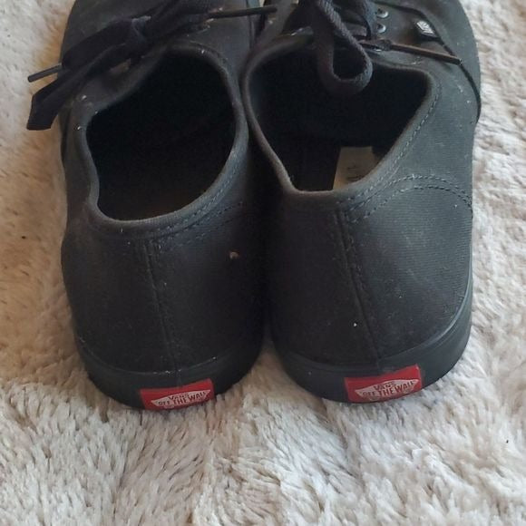Vans Black Canvas Knit Tie Low Top Fashion Sneakers Flats Shoes Size 7.5