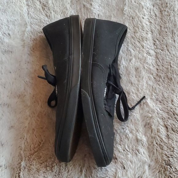 Vans Black Canvas Knit Tie Low Top Fashion Sneakers Flats Shoes Size 7.5