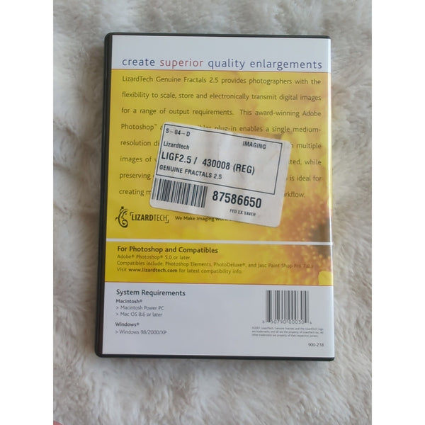 Genuine Fractals 2.5 Lizard Tech 2001 Vtg Mac And Windows 98/2000/XP