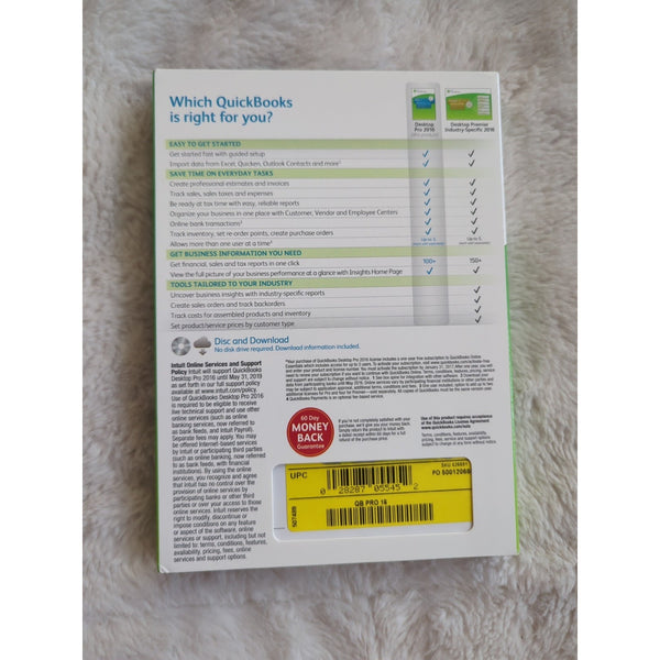 Quickbooks Desktop Pro 2016 Windows 7 - 8.1 - Vista NO SUBSCRIPTION- AUTHENTIC