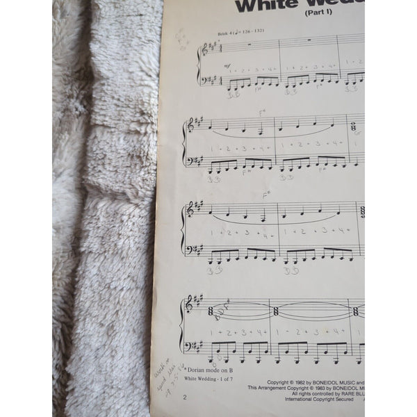 White Wedding Part 1 Words And Music  BILLY IDOL CHRYSALIS SHEET MUSIC BOOK 1982